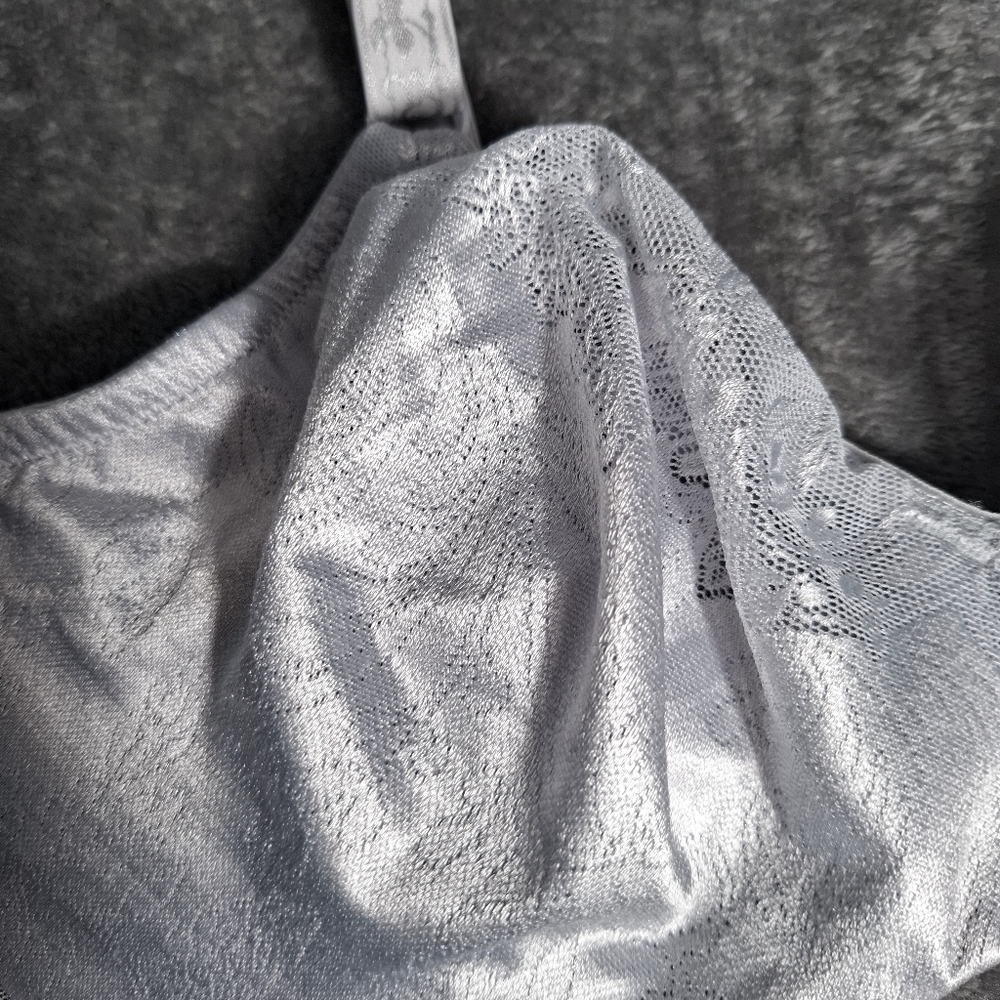 Lunaire Windsor  Lace Floral Satin Bra Underwire Silver 40D NWT - Picture 3 of 11